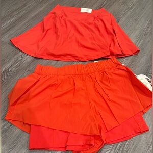 Blogilates Crisscross Slit Skort And Ruffle Short Bundle Medium NWT